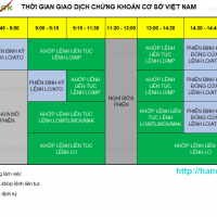 Thời gian và các lệnh giao dịch chứng khoán Việt Nam (3 sàn HOSE, HNX, Upcom)